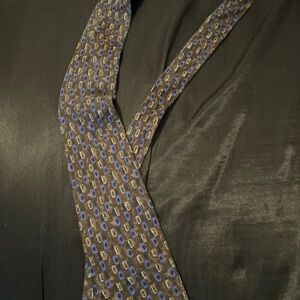 Robert Talbott Blue and Brown Patterned Tie extra long